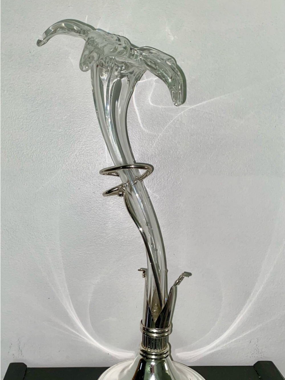 Oneida Silver plated blown glass Amaryllis 15” x 6”
